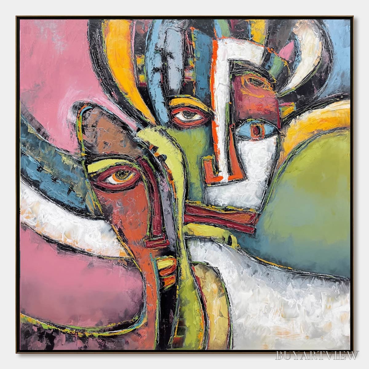 ARTOVITAS Kindred Spirits – Colorful Abstract Impasto Portrait Oil Painting - image 1