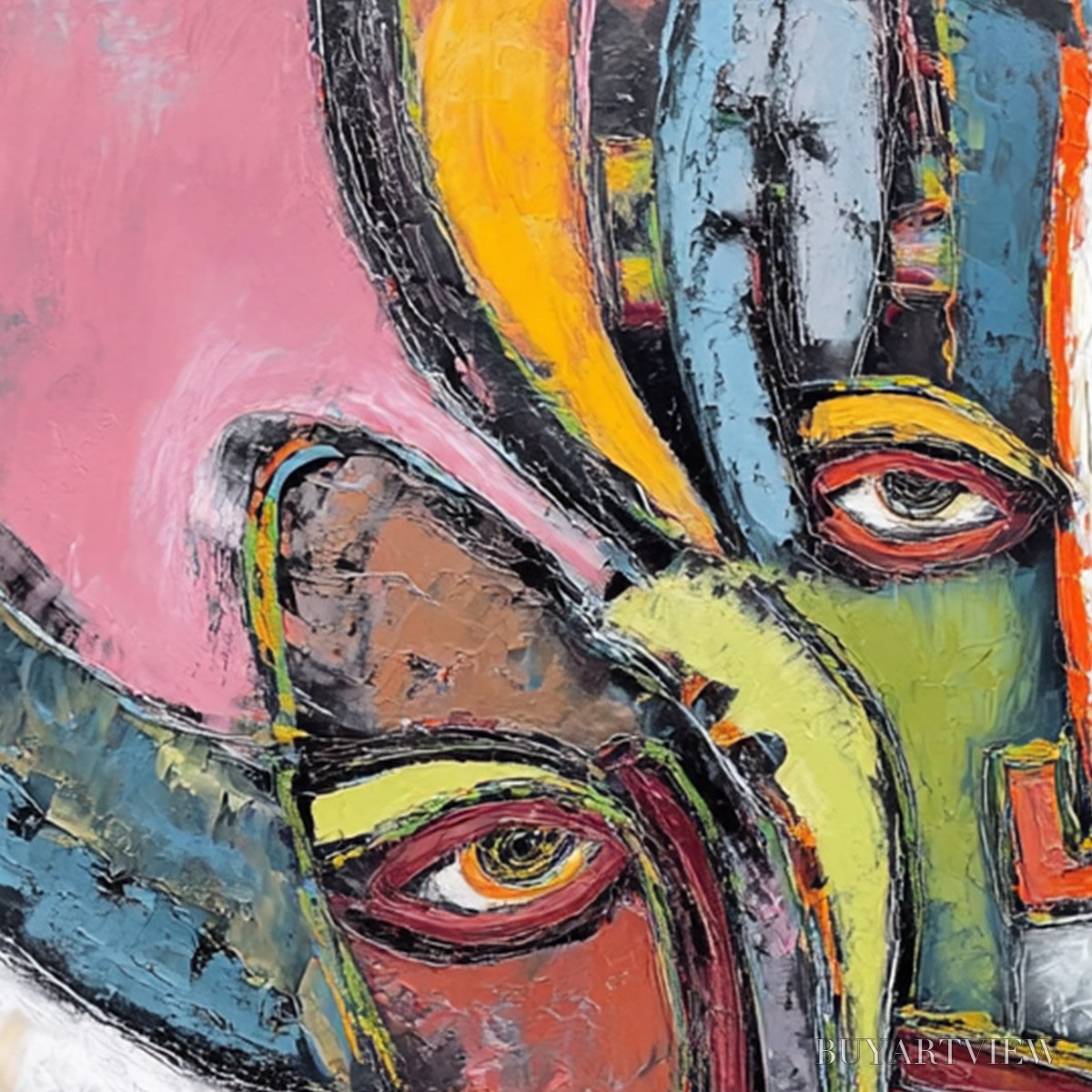 ARTOVITAS Kindred Spirits – Colorful Abstract Impasto Portrait Oil Painting - image 3