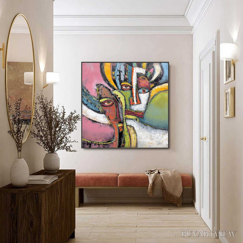 ARTOVITAS Kindred Spirits – Colorful Abstract Impasto Portrait Oil Painting - image 6