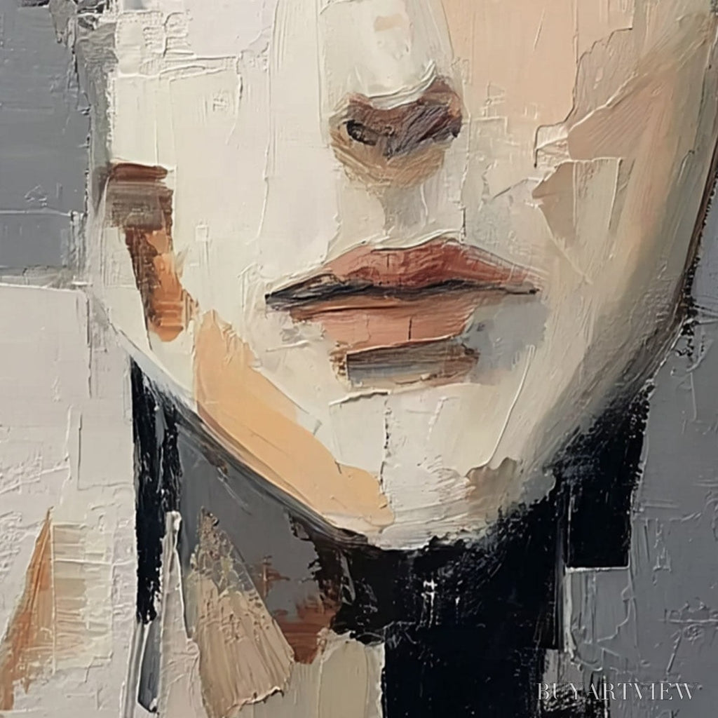 ARTOVITAS Echoes of Silence – Textured Abstract Portrait Oil Painting on Canvas - image 5