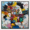 ARTOVITAS Static Mind – Large Colorful Abstract Portrait Oil Painting - image 1