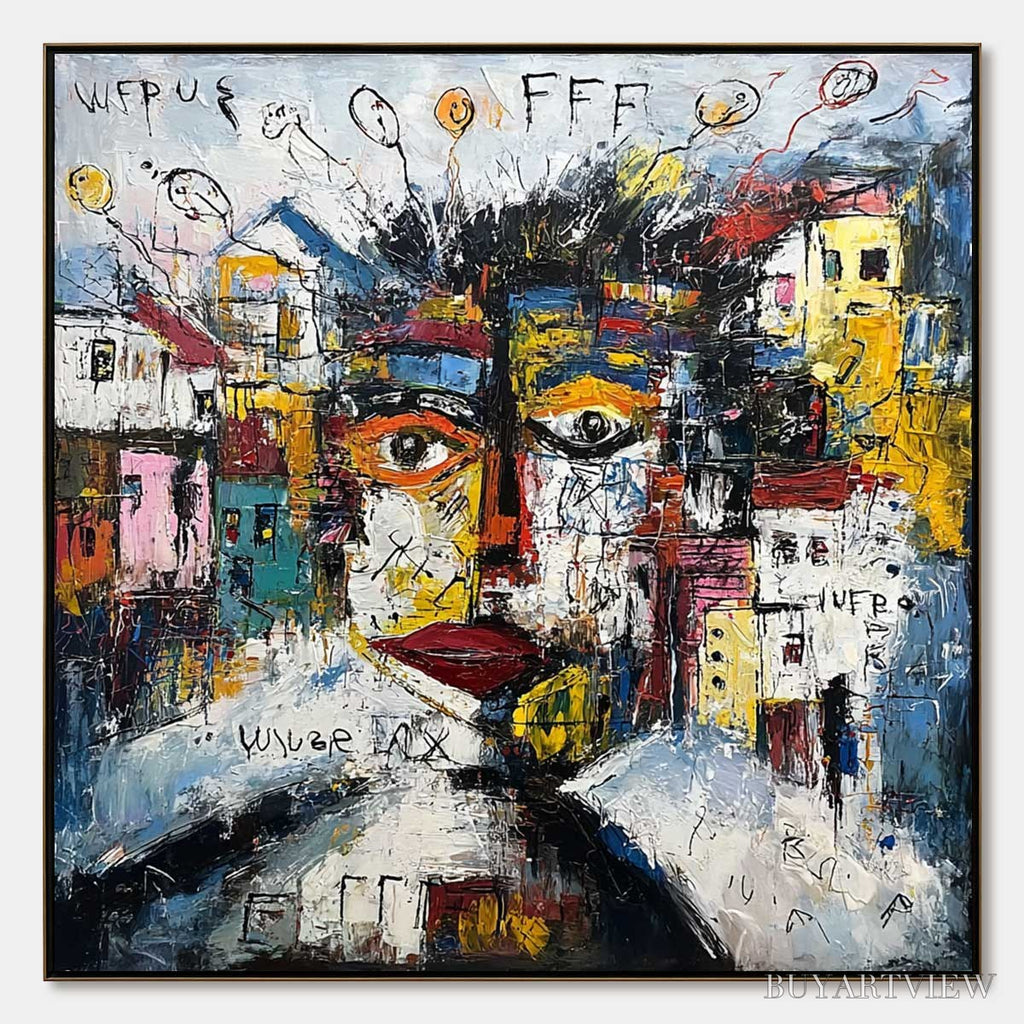 ARTOVITAS Urban Mindscape – Expressive Abstract Portrait Painting with Heavy Texture - image 1