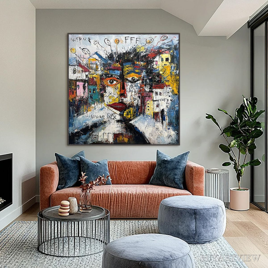 ARTOVITAS Urban Mindscape – Expressive Abstract Portrait Painting with Heavy Texture - image 2
