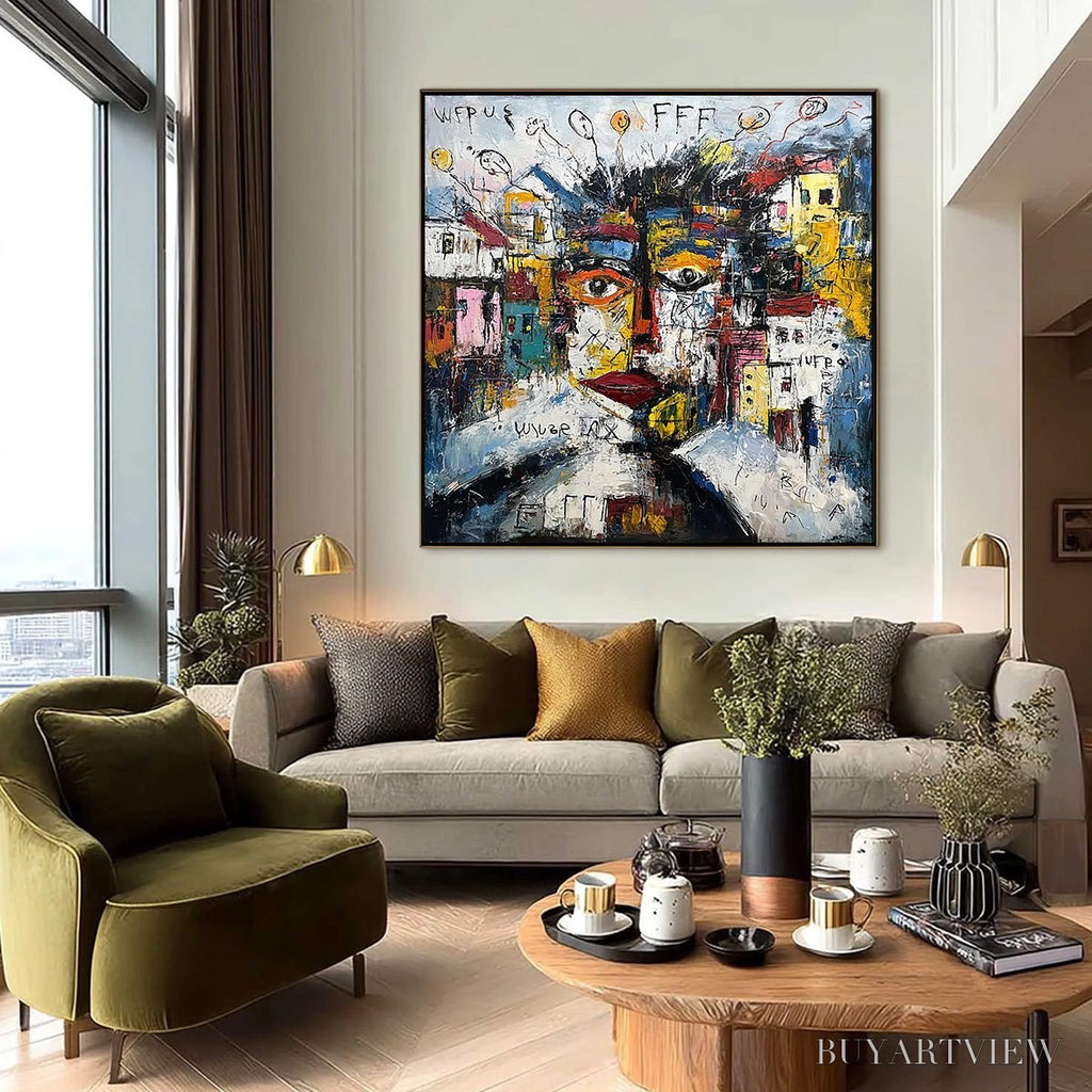 ARTOVITAS Urban Mindscape – Expressive Abstract Portrait Painting with Heavy Texture - image 4