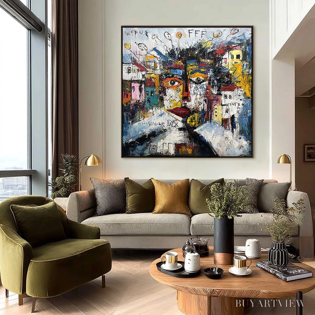 ARTOVITAS Urban Mindscape – Expressive Abstract Portrait Painting with Heavy Texture - image 4
