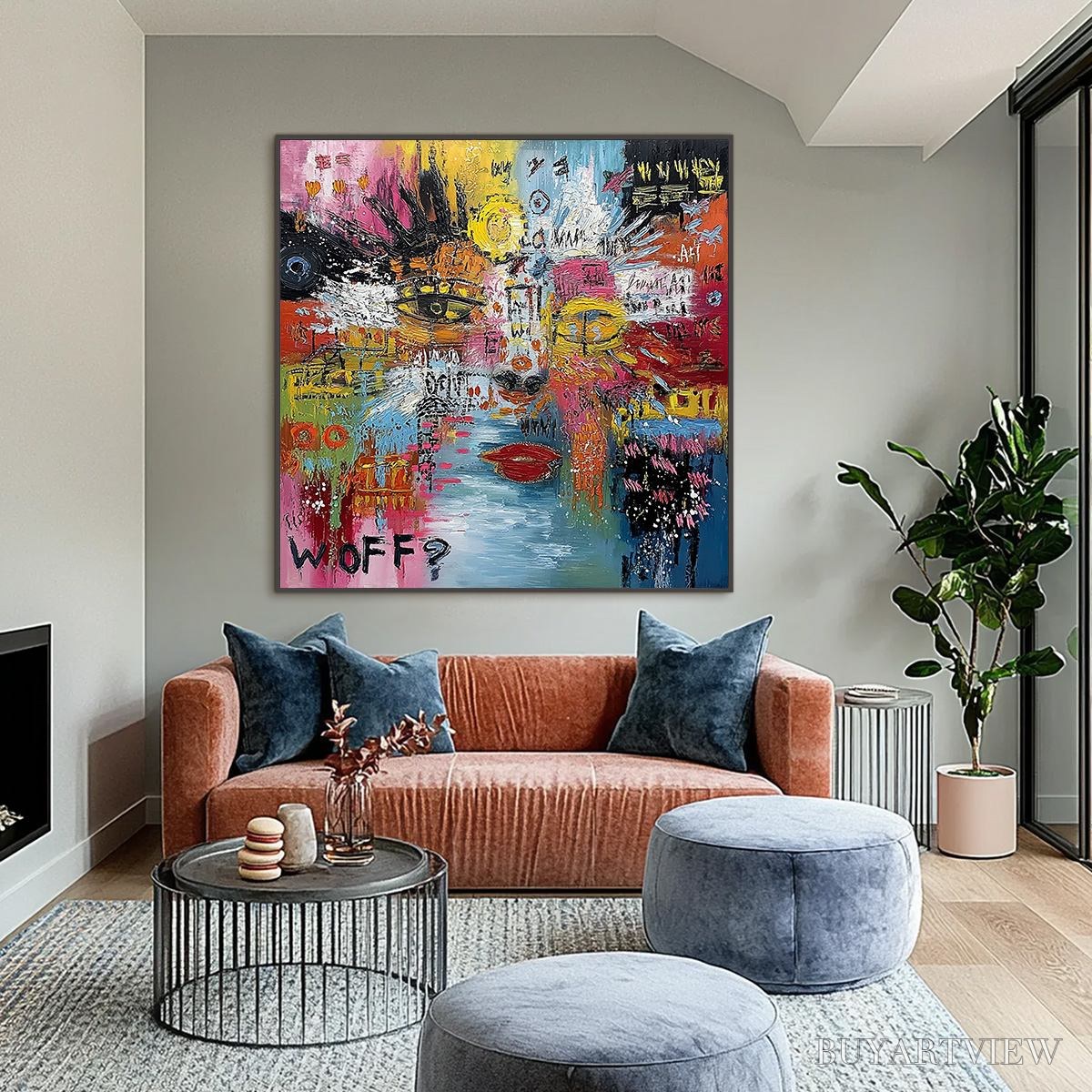 ARTOVITAS Static Mind – Colorful Abstract Impasto Portrait - image 6
