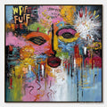ARTOVITAS Static Reverie – Colorful Abstract Face Impasto Palette Knife Painting - image 1