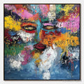 ARTOVITAS Static Reverie – Colorful Abstract Graffiti Style Face Oil Painting - image 1