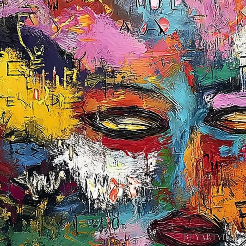 ARTOVITAS Static Reverie – Colorful Abstract Graffiti Style Face Oil Painting - image 3