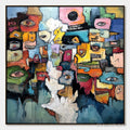 ARTOVITAS Kaleidoscope of Souls – Large Colorful Abstract Faces Oil Painting - image 1