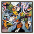 ARTOVITAS Carnival of Souls – Large Colorful Abstract Faces Oil Painting - image 1