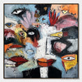 ARTOVITAS Voices in the Room – Bold Square Abstract Impasto Portrait Painting - image 1