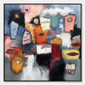 ARTOVITAS the Gathering – Large Colorful Square Abstract Impasto - image 1