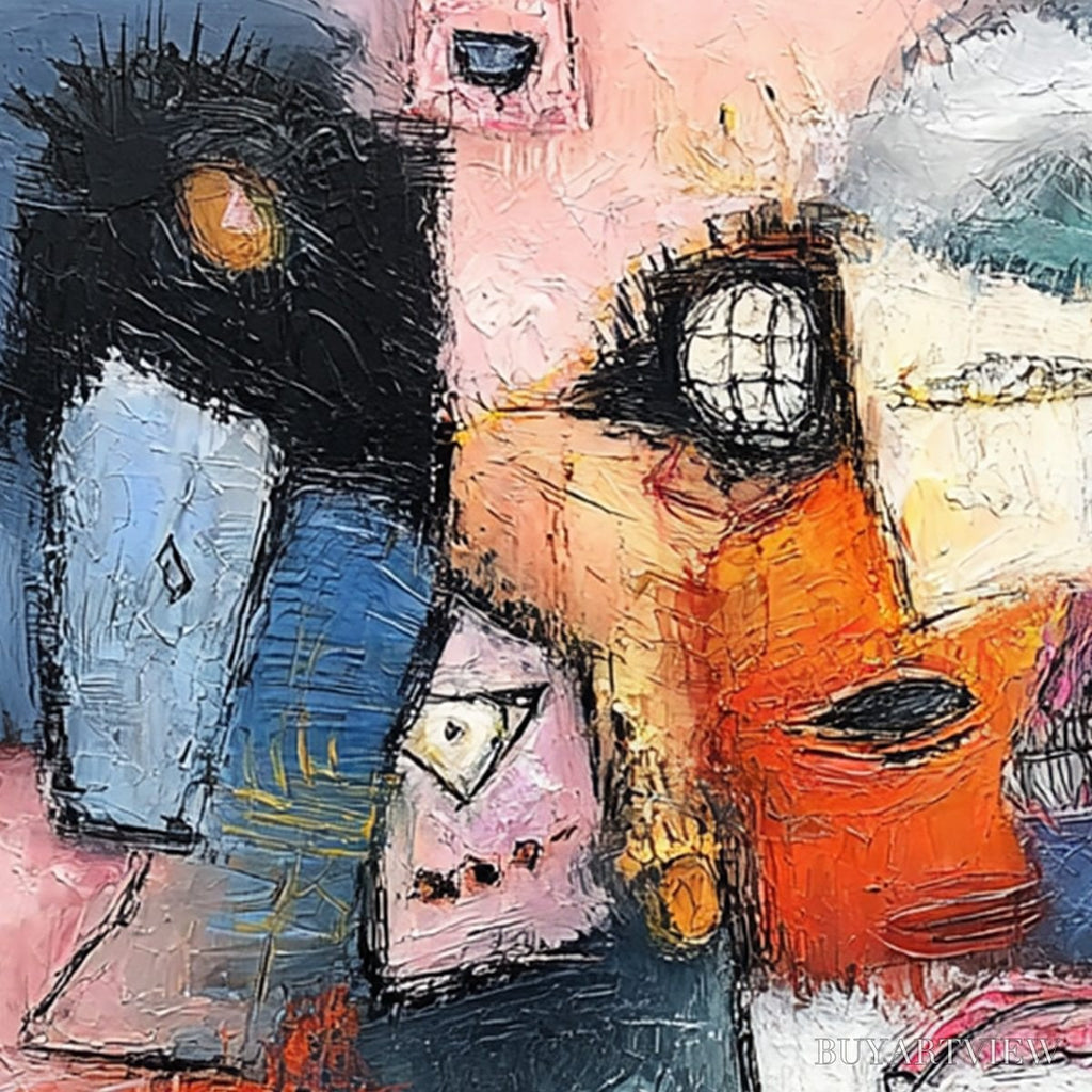 ARTOVITAS the Gathering – Large Colorful Square Abstract Impasto - image 5
