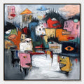 ARTOVITAS Concrete Carnival – Large Colorful Abstract Impasto Cityscape Painting - image 1