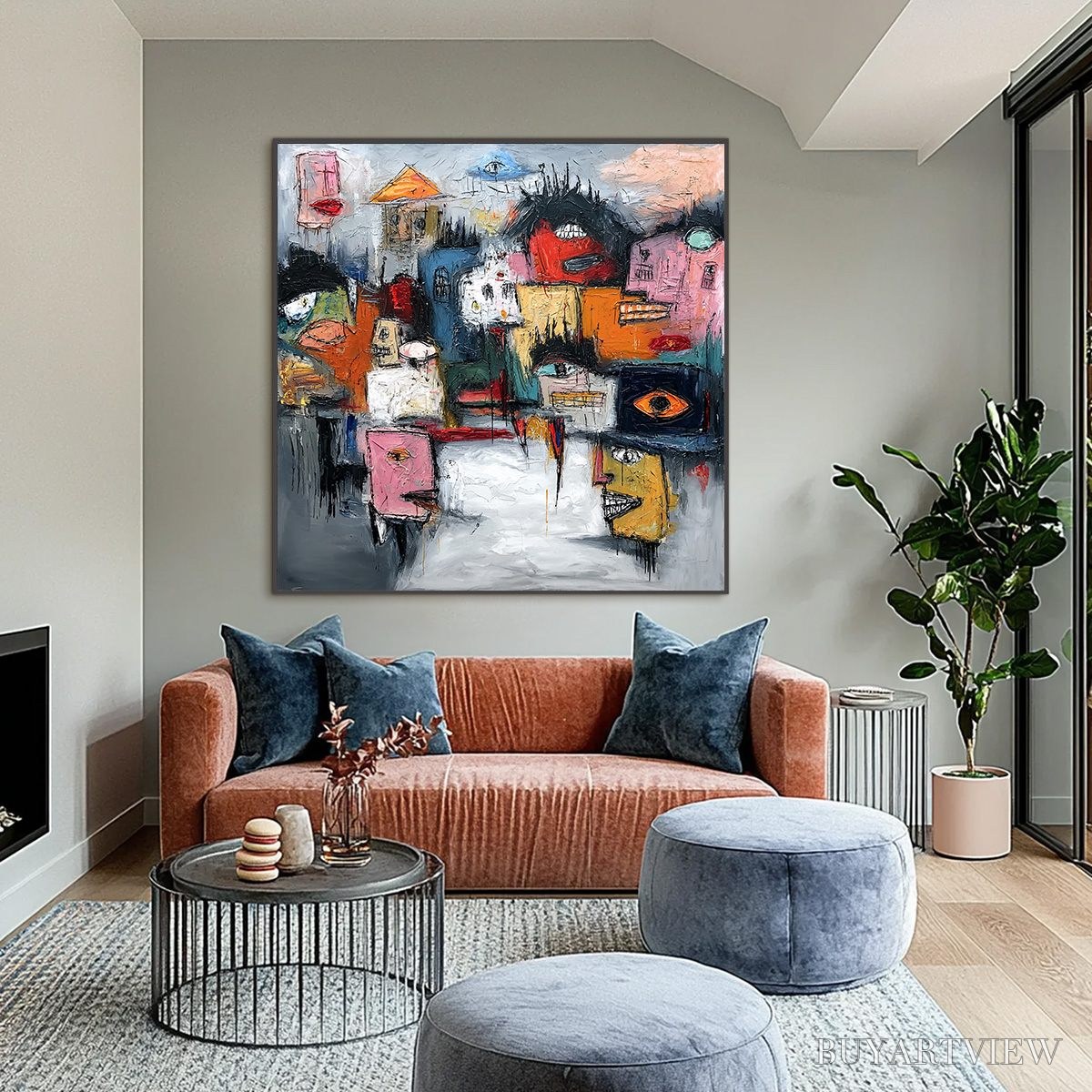 ARTOVITAS Concrete Carnival – Large Colorful Abstract Impasto Cityscape Painting - image 2