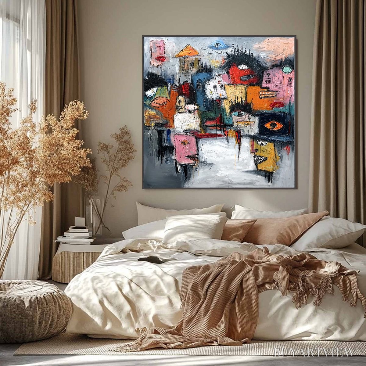 ARTOVITAS Concrete Carnival – Large Colorful Abstract Impasto Cityscape Painting - image 6