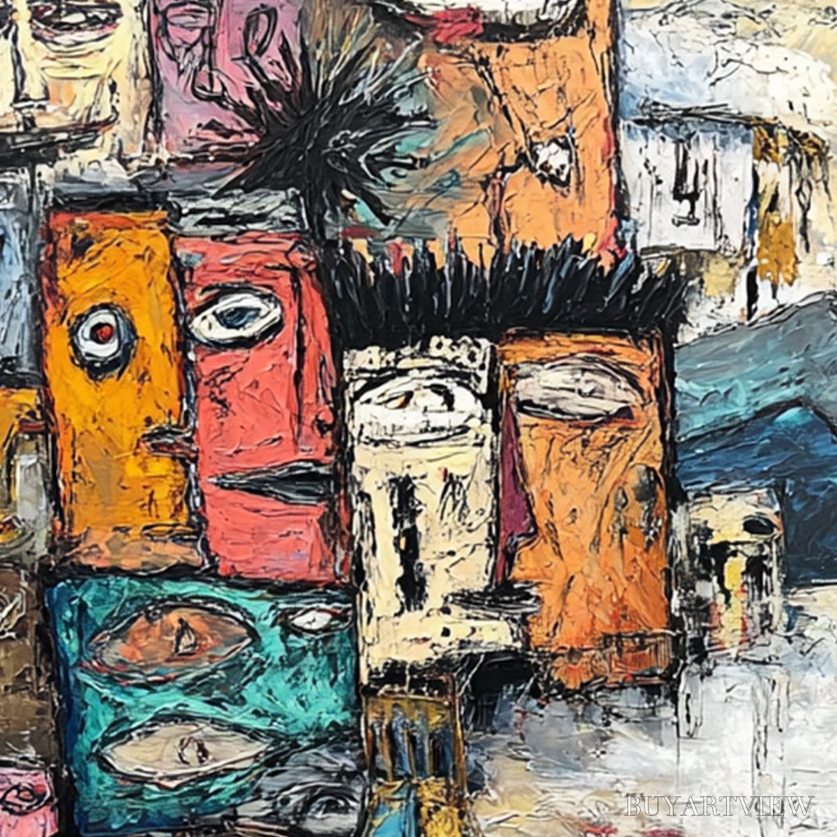 ARTOVITAS the Crowd Within – Colorful Abstract Figurative Impasto Painting - image 3