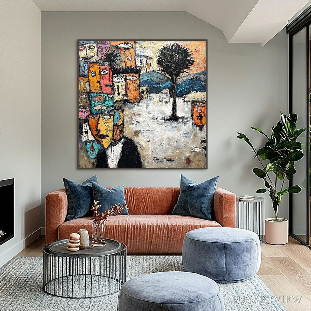 ARTOVITAS the Crowd Within – Colorful Abstract Figurative Impasto Painting - image 6