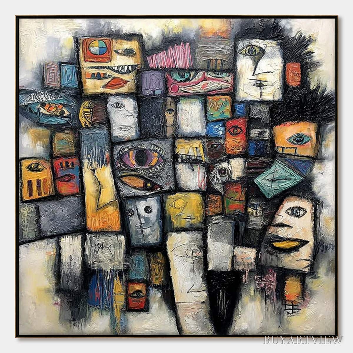 ARTOVITAS Mosaic of Souls | Square Abstract Portrait Oil Painting for Wall - image 1