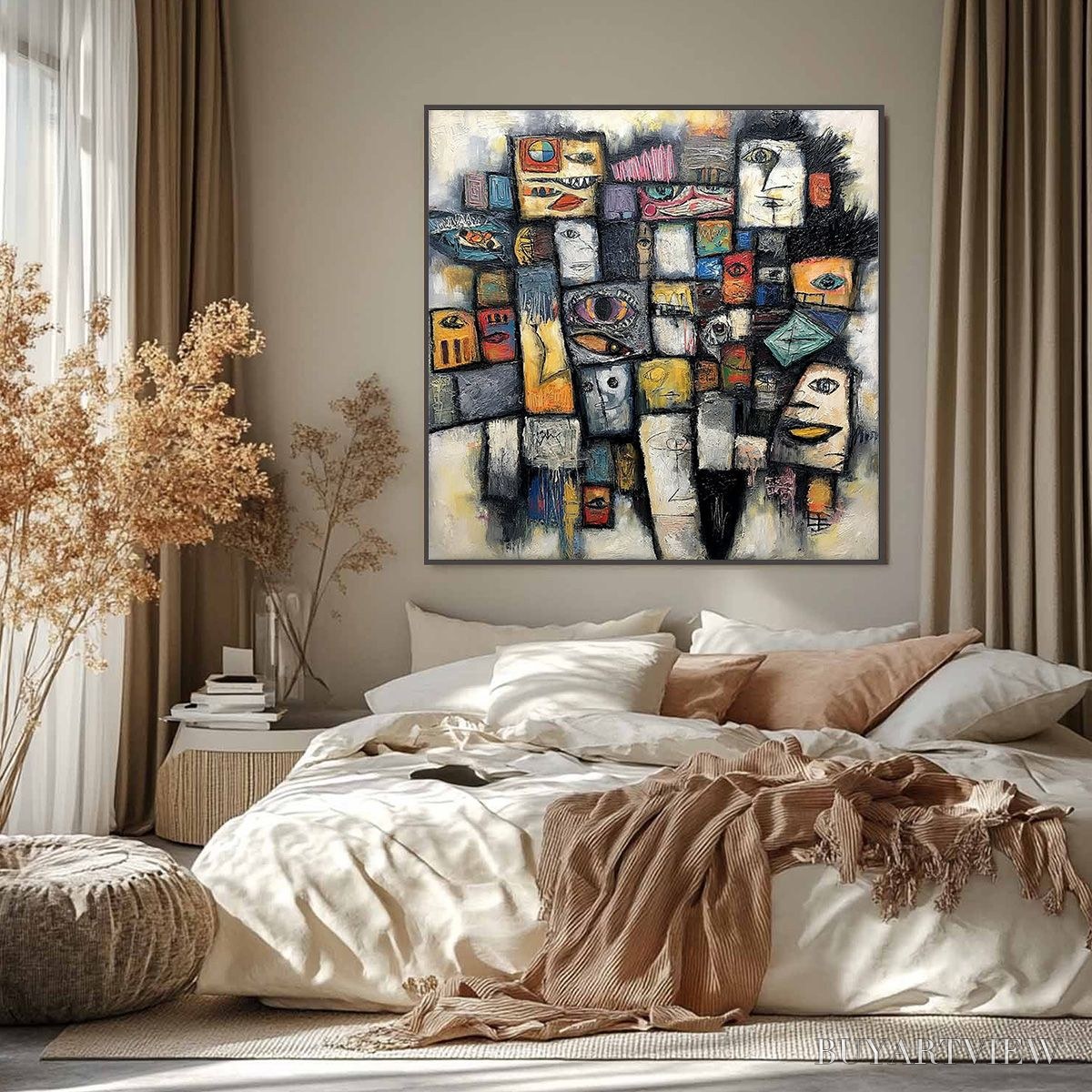 ARTOVITAS Mosaic of Souls | Square Abstract Portrait Oil Painting for Wall - image 2