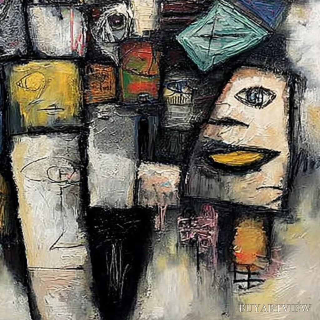 ARTOVITAS Mosaic of Souls | Square Abstract Portrait Oil Painting for Wall - image 3