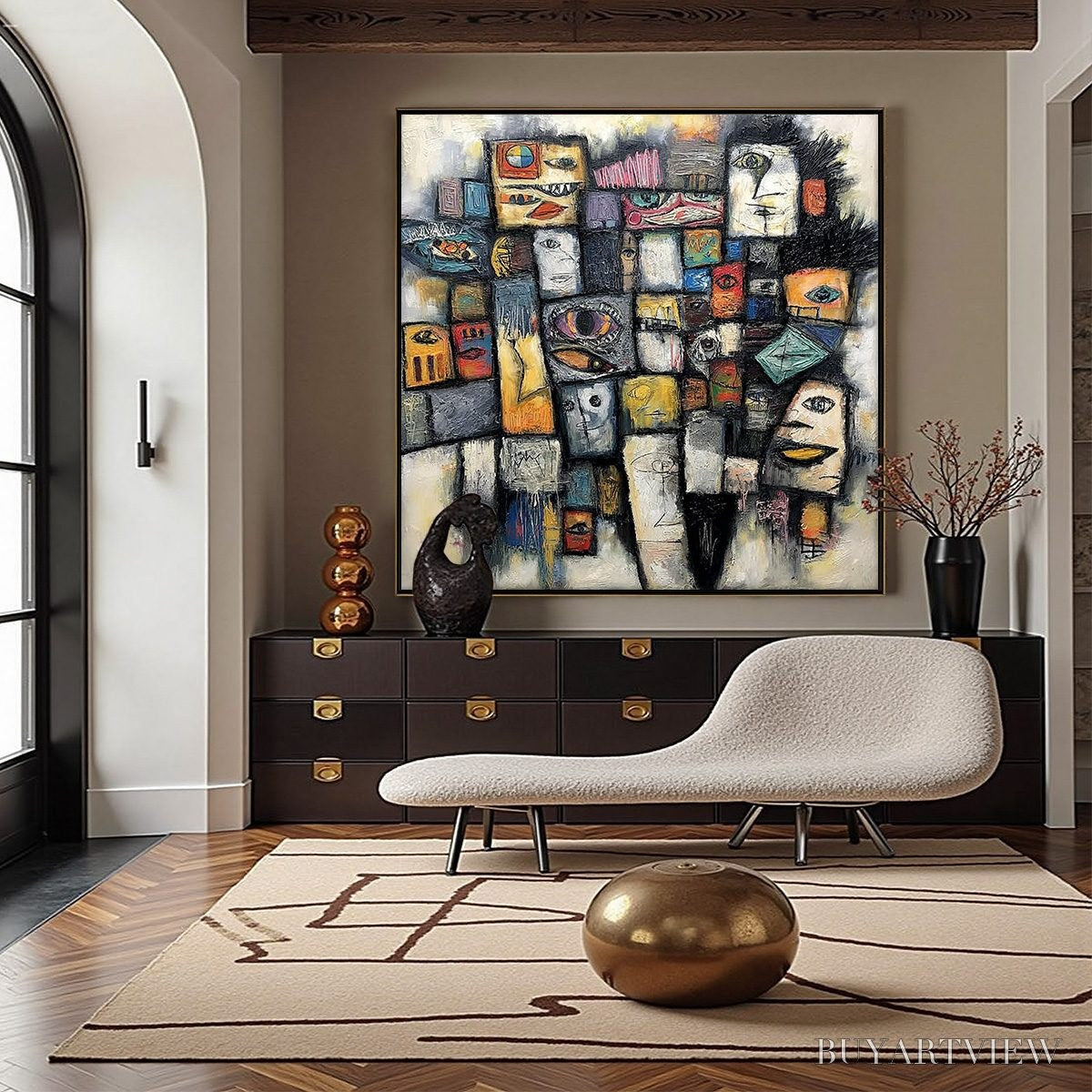 ARTOVITAS Mosaic of Souls | Square Abstract Portrait Oil Painting for Wall - image 4