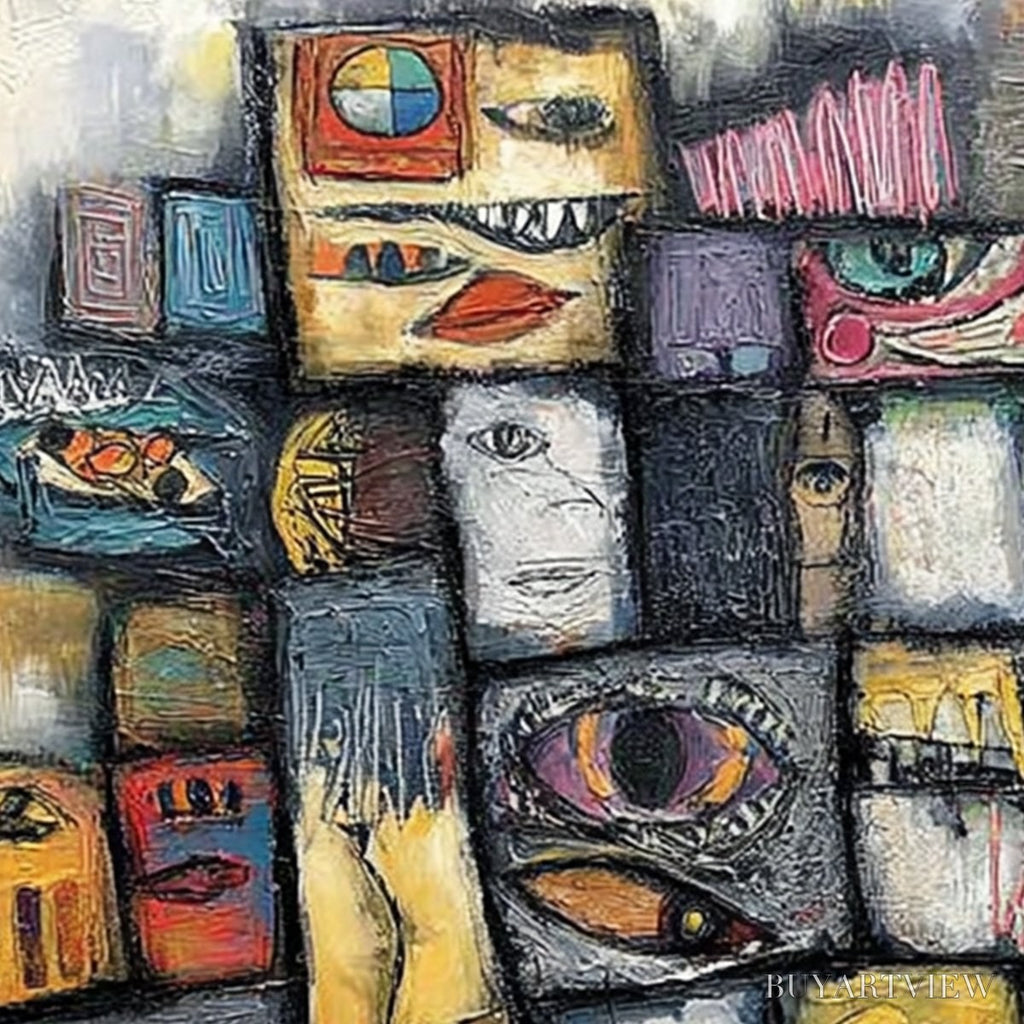 ARTOVITAS Mosaic of Souls | Square Abstract Portrait Oil Painting for Wall - image 5