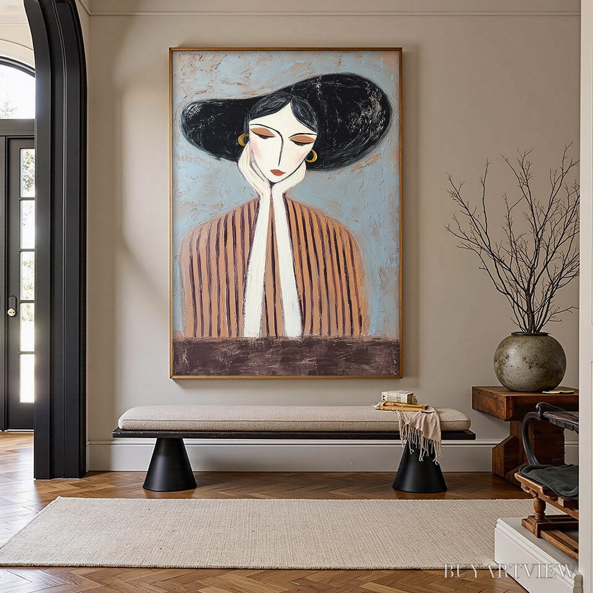 ARTOVITAS Contemplation Textured Portrait Oil Painting | Modern - image 4