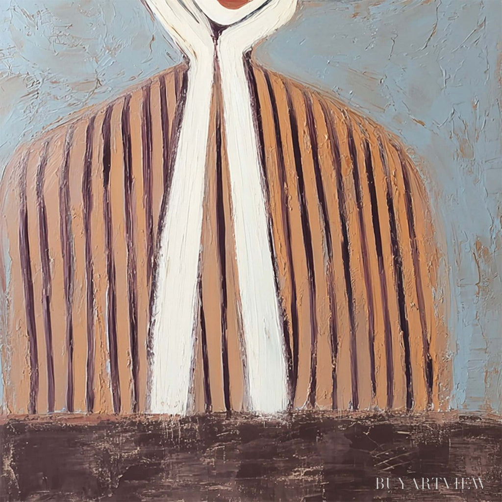 ARTOVITAS Contemplation Textured Portrait Oil Painting | Modern - image 5