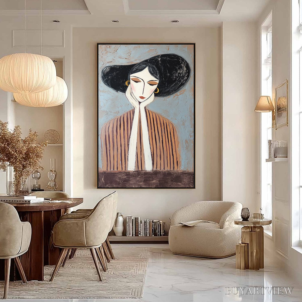 ARTOVITAS Contemplation Textured Portrait Oil Painting | Modern - image 6