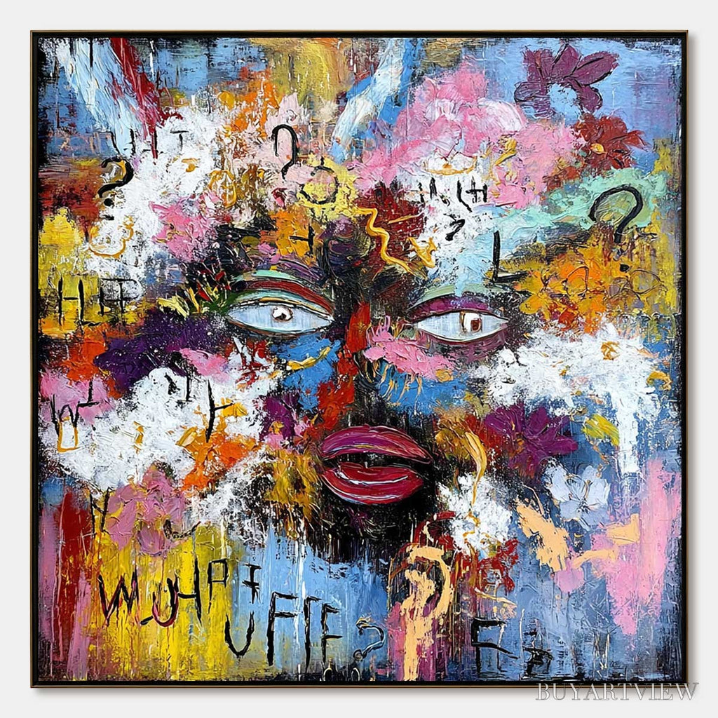 ARTOVITAS Inner Dialogue – Colorful Abstract Portrait Impasto - image 1