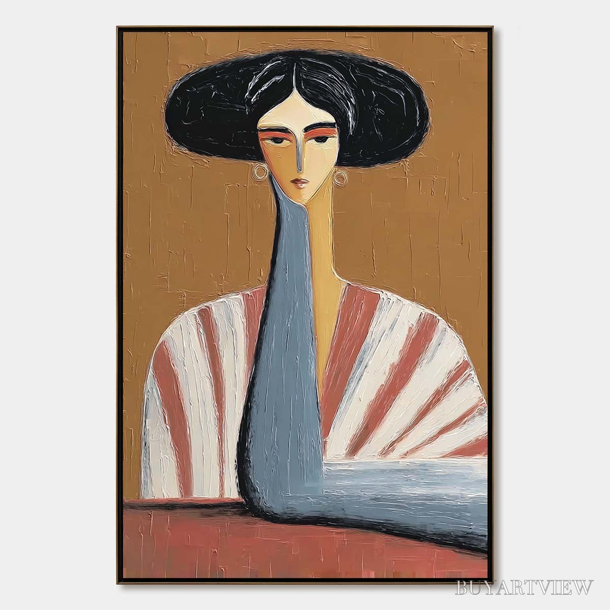 ARTOVITAS the Muse – Textured Figurative Portrait Oil Painting for Modern Decor - image 1