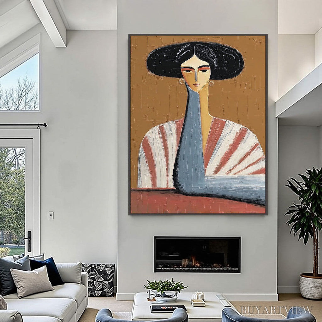 ARTOVITAS the Muse – Textured Figurative Portrait Oil Painting for Modern Decor - image 2
