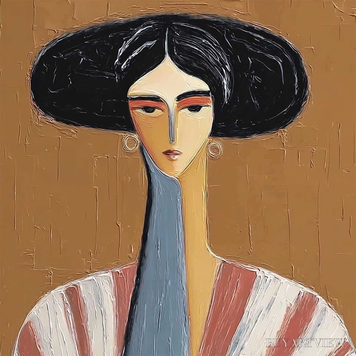 ARTOVITAS the Muse – Textured Figurative Portrait Oil Painting for Modern Decor - image 3