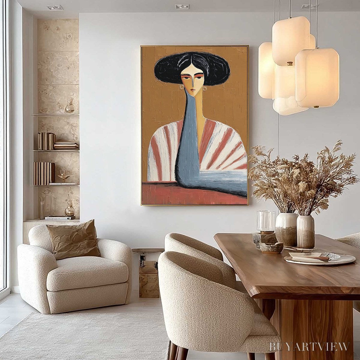 ARTOVITAS the Muse – Textured Figurative Portrait Oil Painting for Modern Decor - image 4