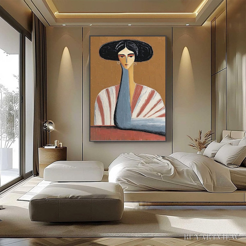 ARTOVITAS the Muse – Textured Figurative Portrait Oil Painting for Modern Decor - image 6