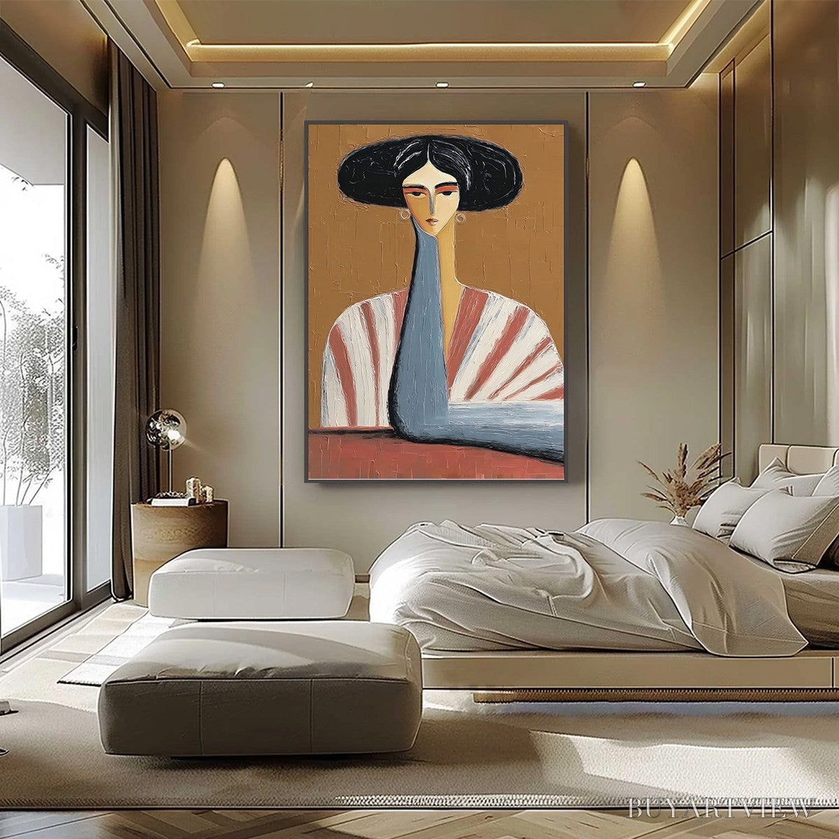 ARTOVITAS the Muse – Textured Figurative Portrait Oil Painting for Modern Decor - image 6