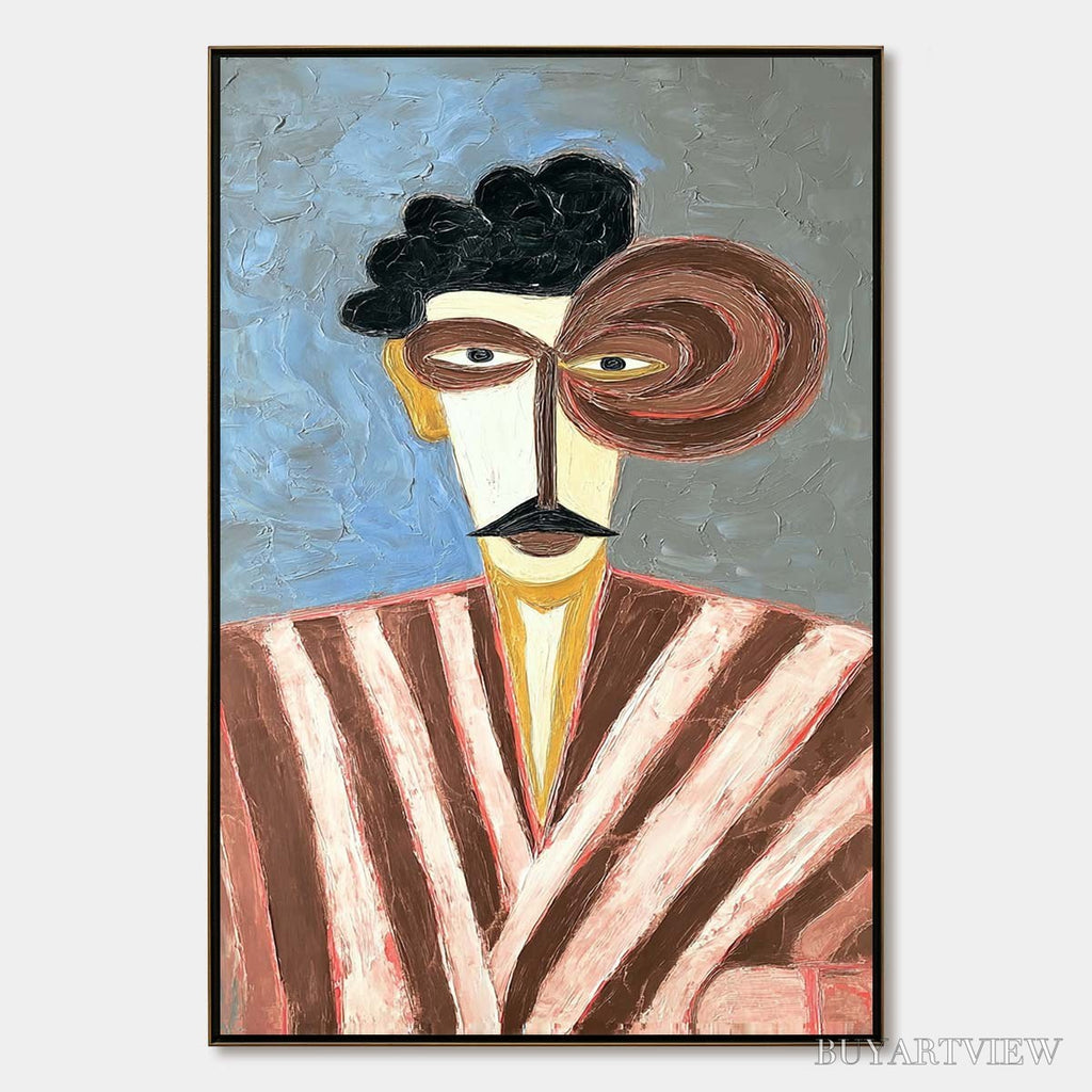 ARTOVITAS the Gentleman – Expressive Abstract Portrait Oil Painting for Modern Decor - image 1