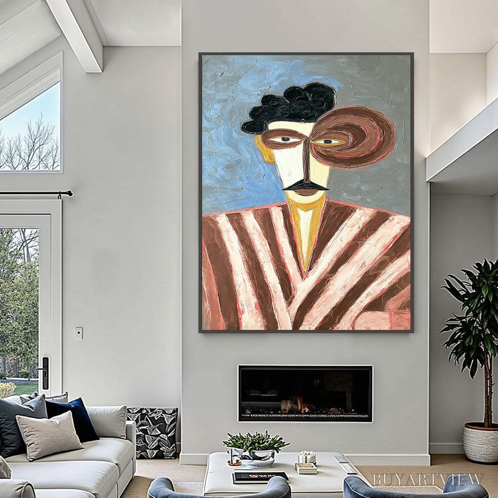 ARTOVITAS the Gentleman – Expressive Abstract Portrait Oil Painting for Modern Decor - image 2