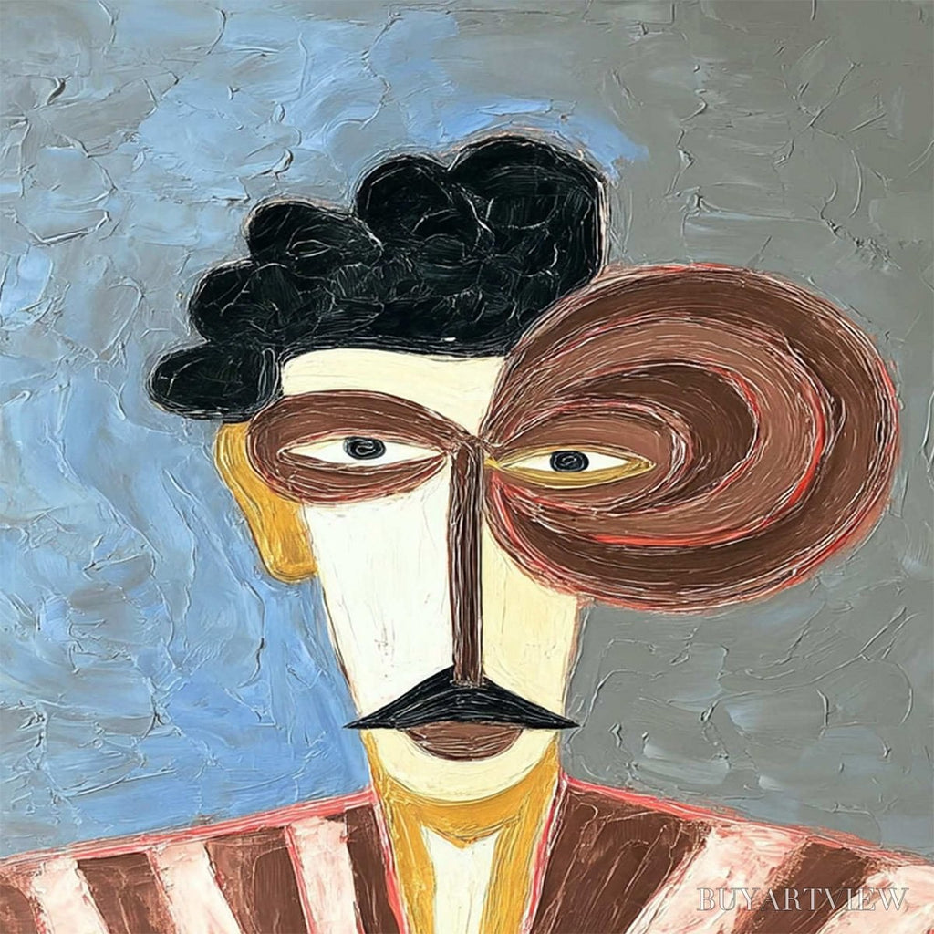 ARTOVITAS the Gentleman – Expressive Abstract Portrait Oil Painting for Modern Decor - image 3