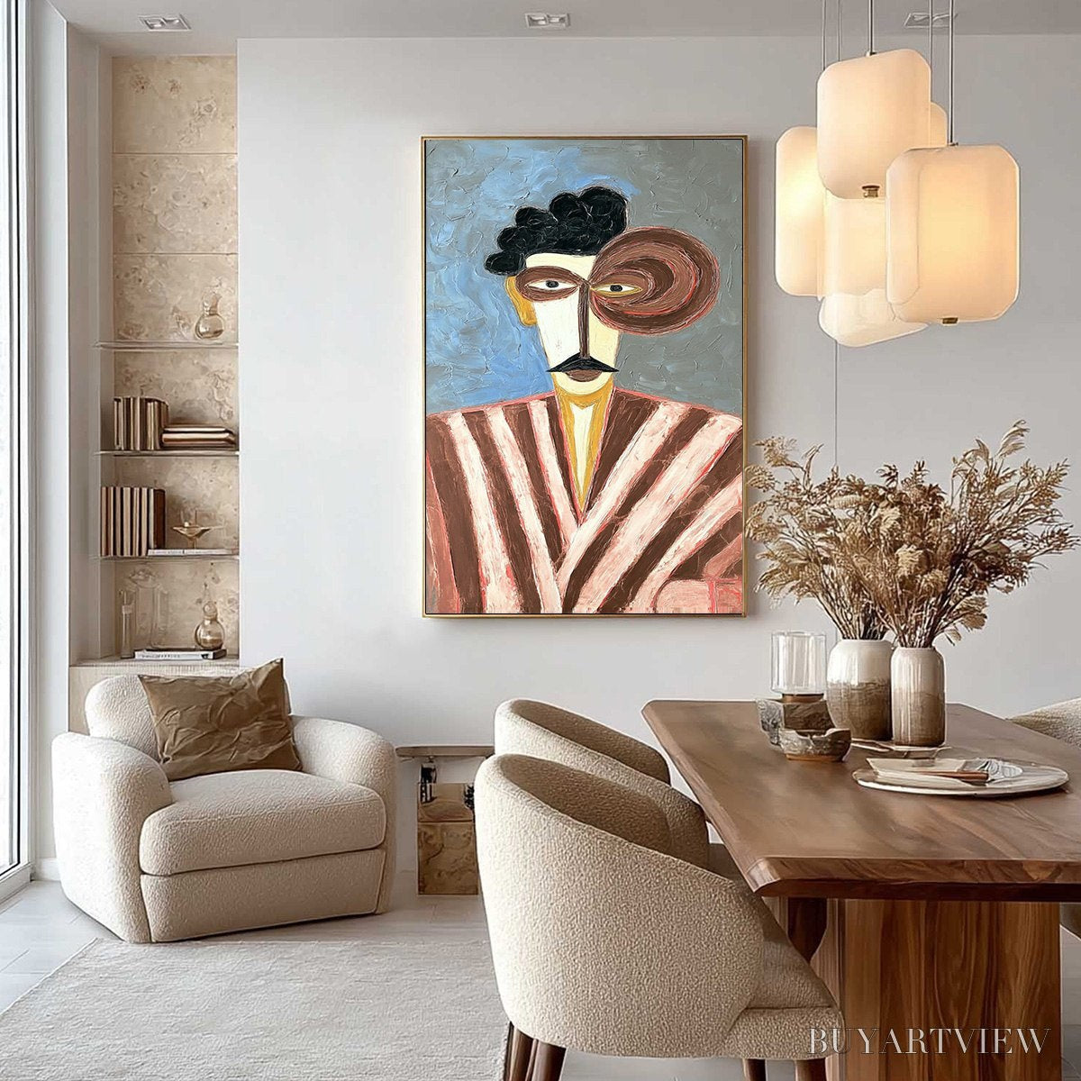 ARTOVITAS the Gentleman – Expressive Abstract Portrait Oil Painting for Modern Decor - image 4