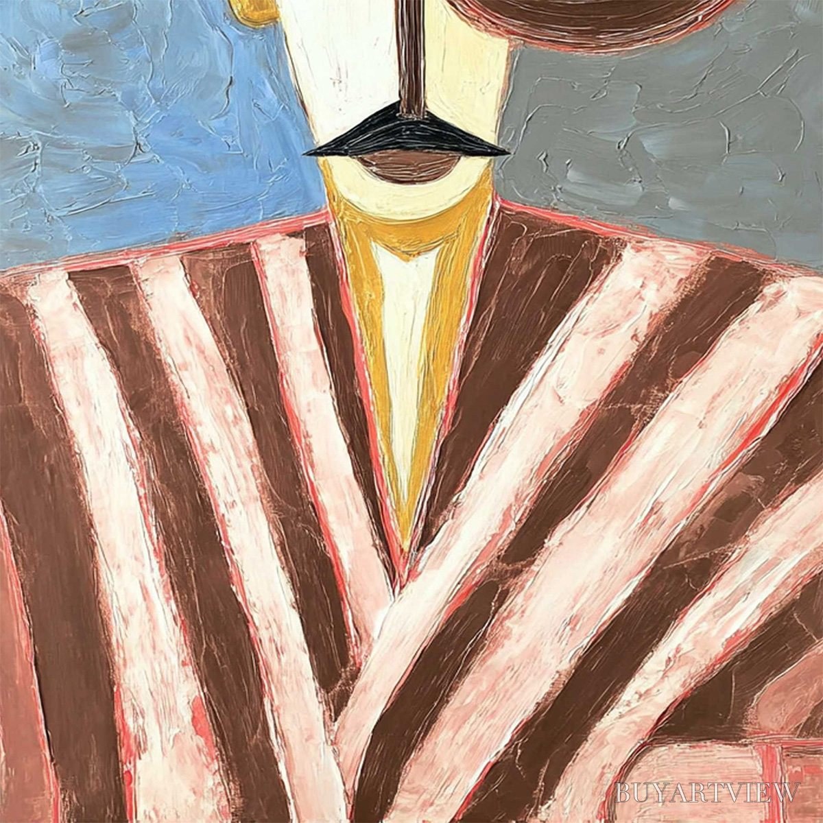 ARTOVITAS the Gentleman – Expressive Abstract Portrait Oil Painting for Modern Decor - image 5