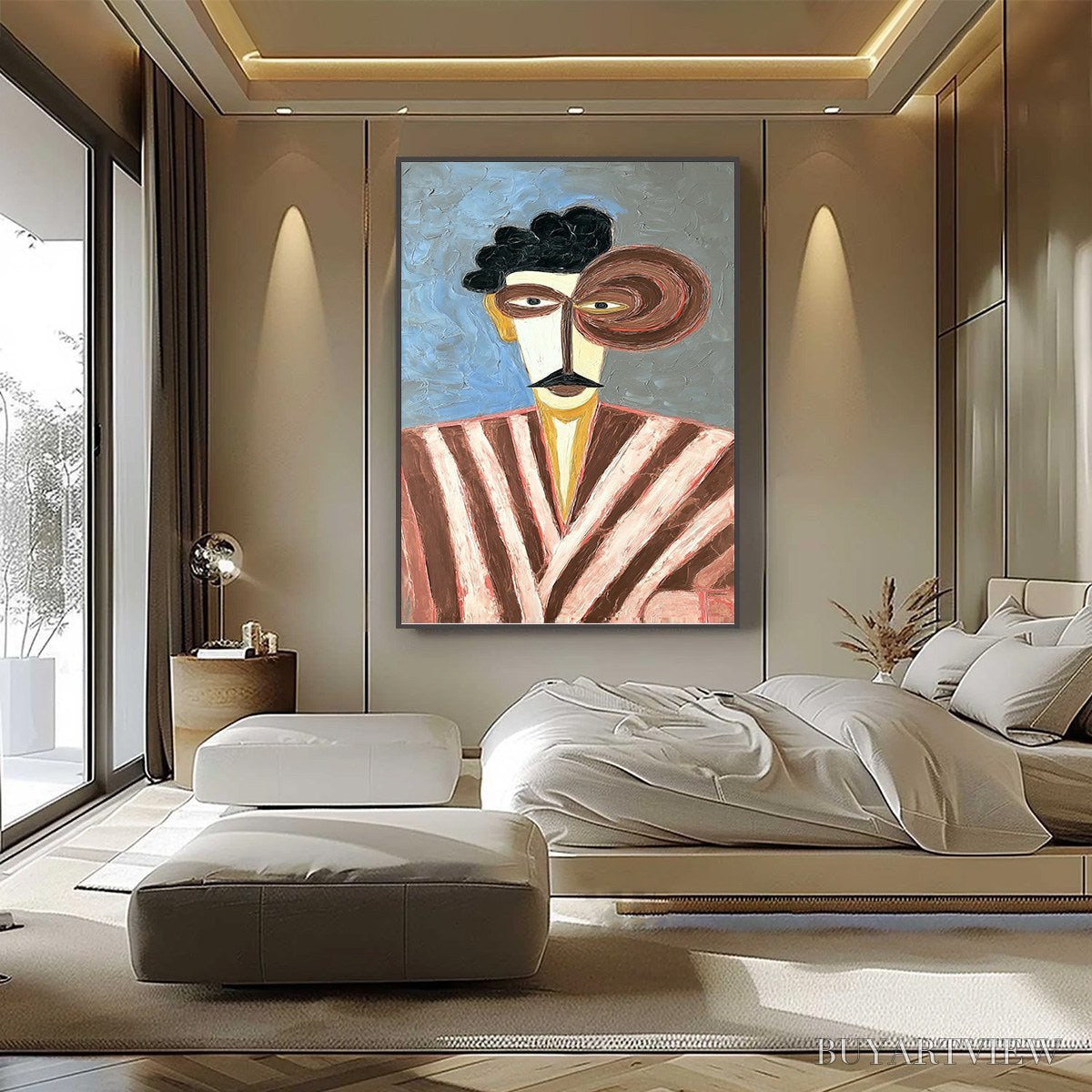 ARTOVITAS the Gentleman – Expressive Abstract Portrait Oil Painting for Modern Decor - image 6