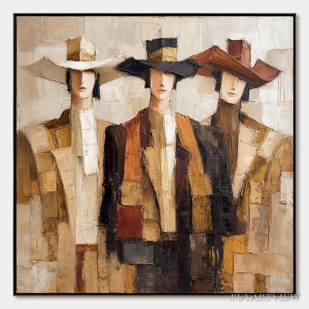 ARTOVITAS the Companions – Textured Figurative Portrait Oil Painting with Palette Knife - image 1