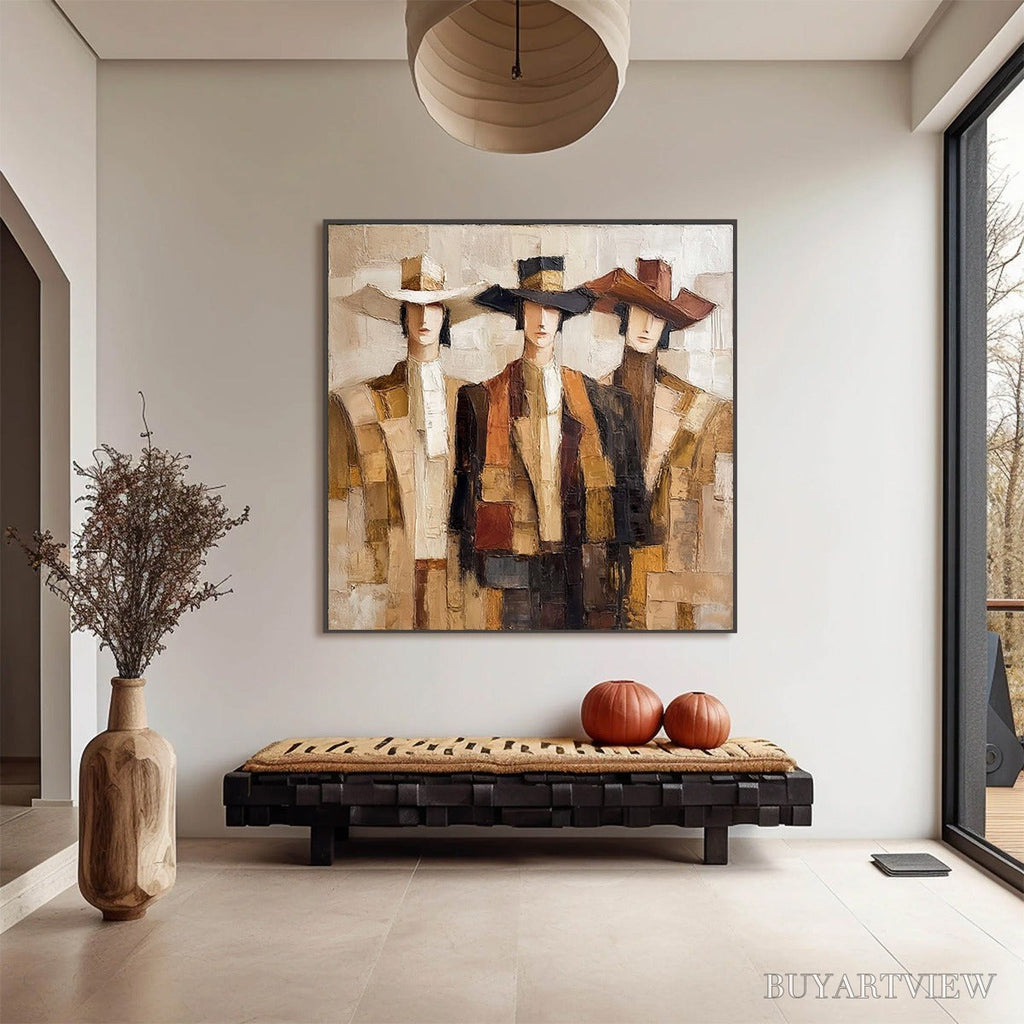 ARTOVITAS the Companions – Textured Figurative Portrait Oil Painting with Palette Knife - image 2