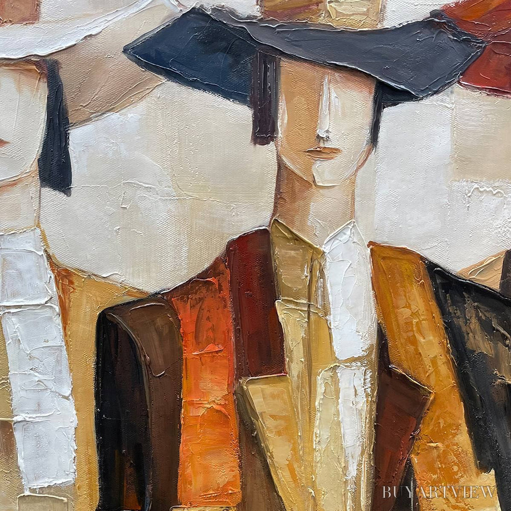 ARTOVITAS the Companions – Textured Figurative Portrait Oil Painting with Palette Knife - image 3