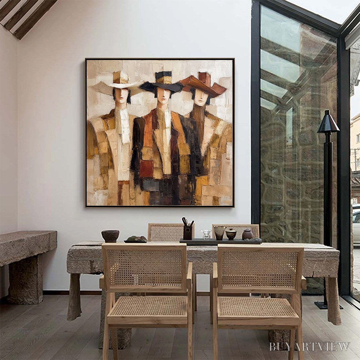 ARTOVITAS the Companions – Textured Figurative Portrait Oil Painting with Palette Knife - image 4