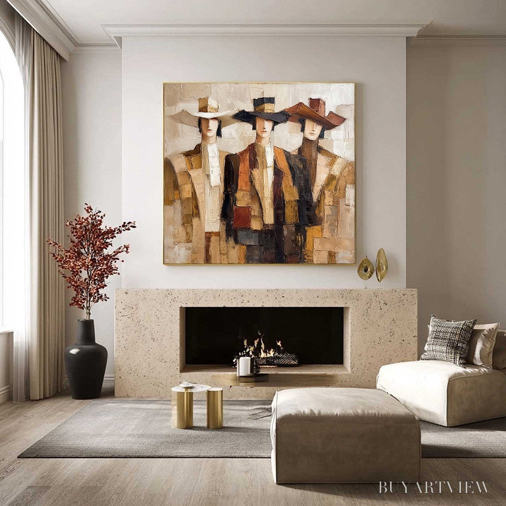 ARTOVITAS the Companions – Textured Figurative Portrait Oil Painting with Palette Knife - image 6