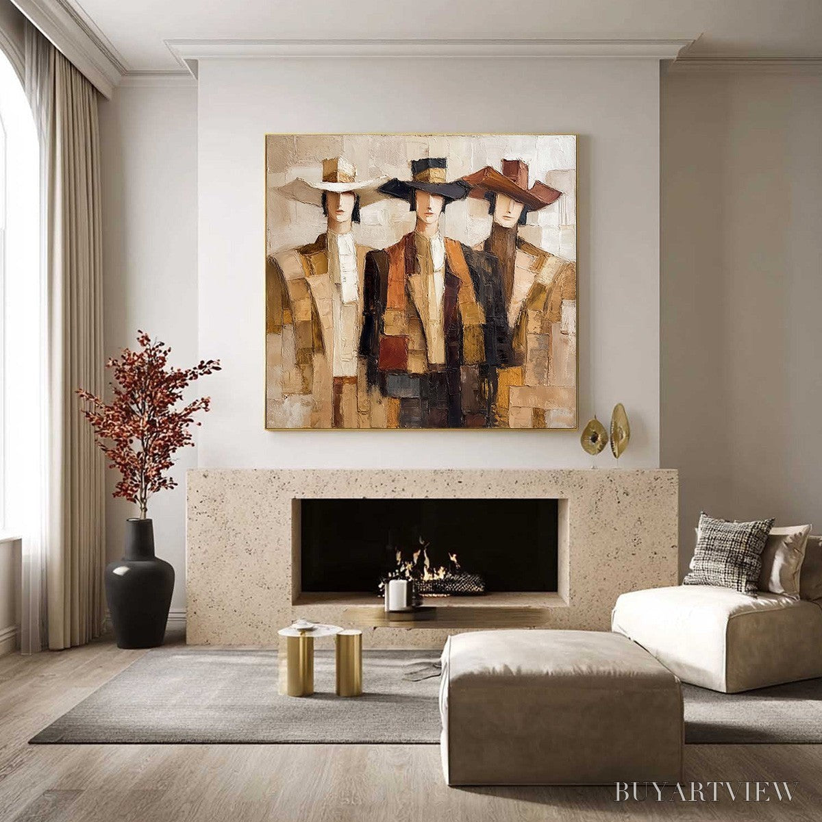 ARTOVITAS the Companions – Textured Figurative Portrait Oil Painting with Palette Knife - image 6